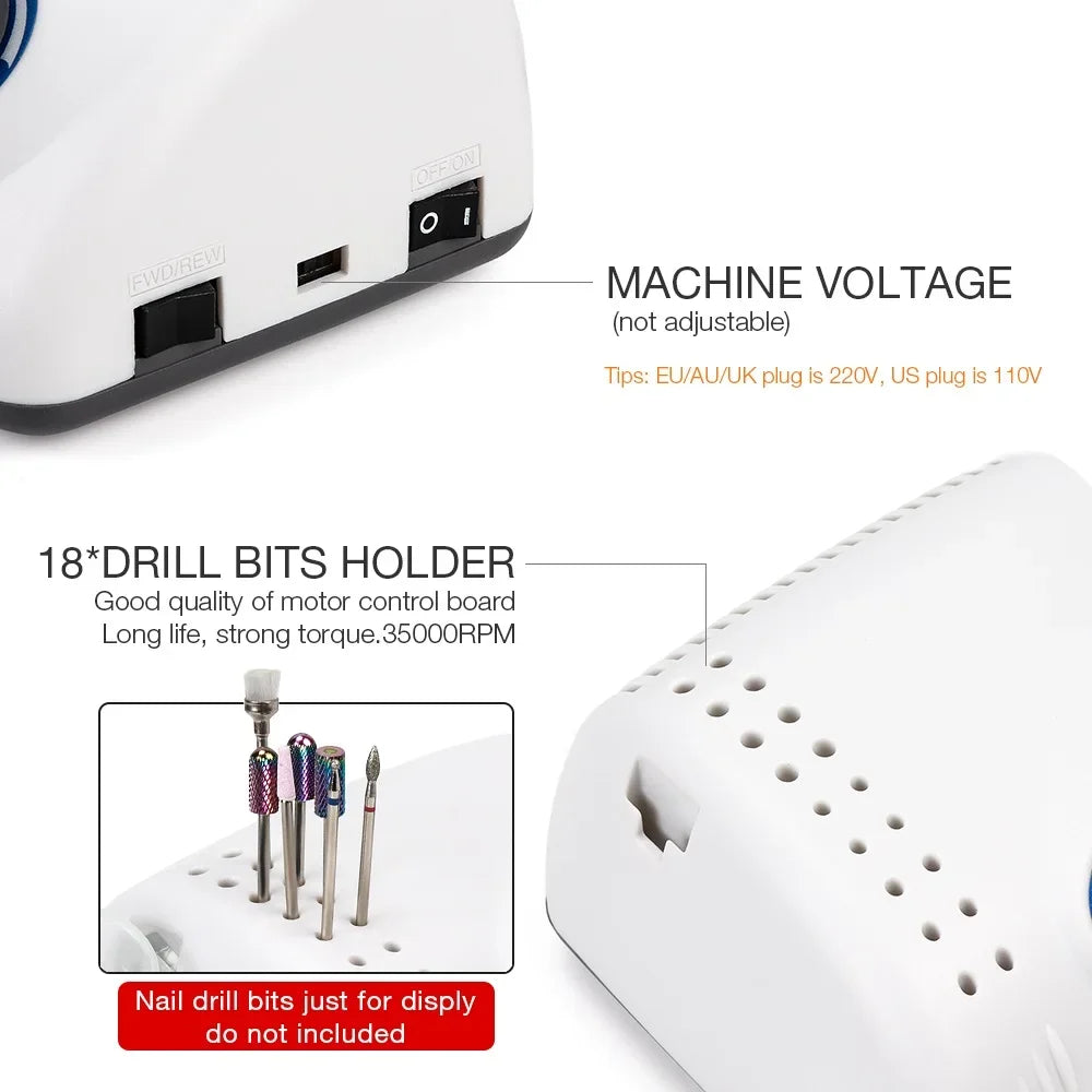 Lima Eléctrica para Uñas 65W Strong 210 — 35000RPM Manicura y Pedicura