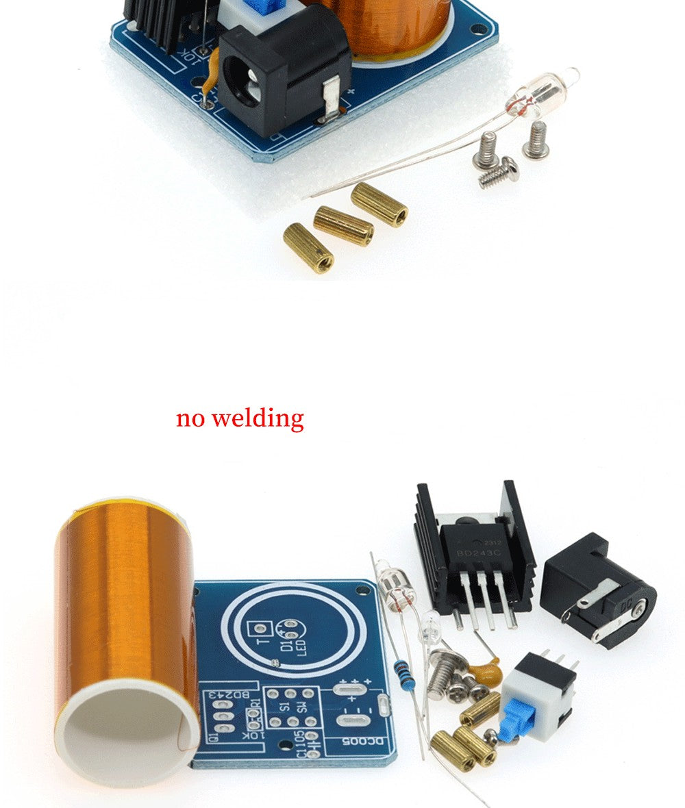 Mini Bobina de Tesla BD243 DIY — Kit Electrónico Educativo y Decorativo