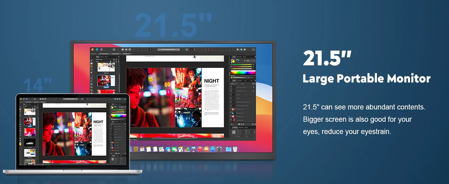 UPERFECT 21.5" 120Hz Portable Gaming Monitor — HDMI/USB-C para Laptop y Consolas