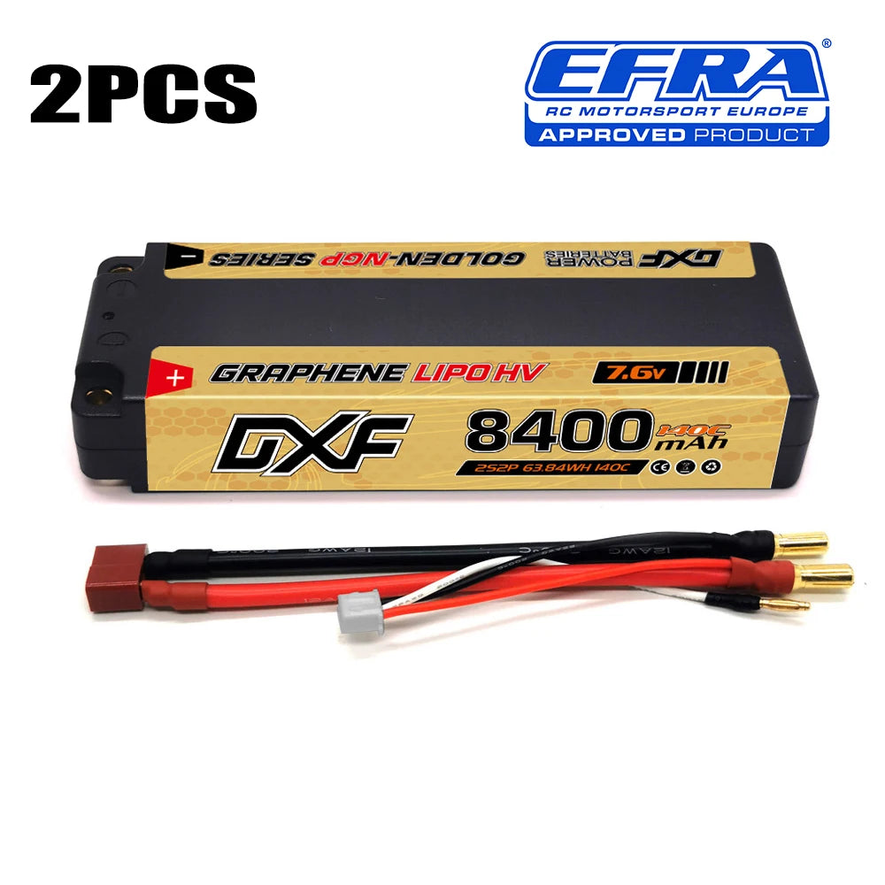 DXF 2S 7.6V Graphene LiPo Battery 9200mAh Short-Pack 5mm – Batería Competición RC 1/10