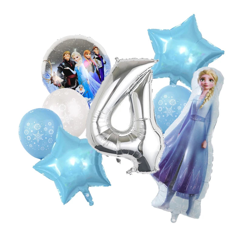 Decoración de Cumpleaños Disney Frozen – Mantel, Globos y Vajilla Azul para Fiesta Infantil