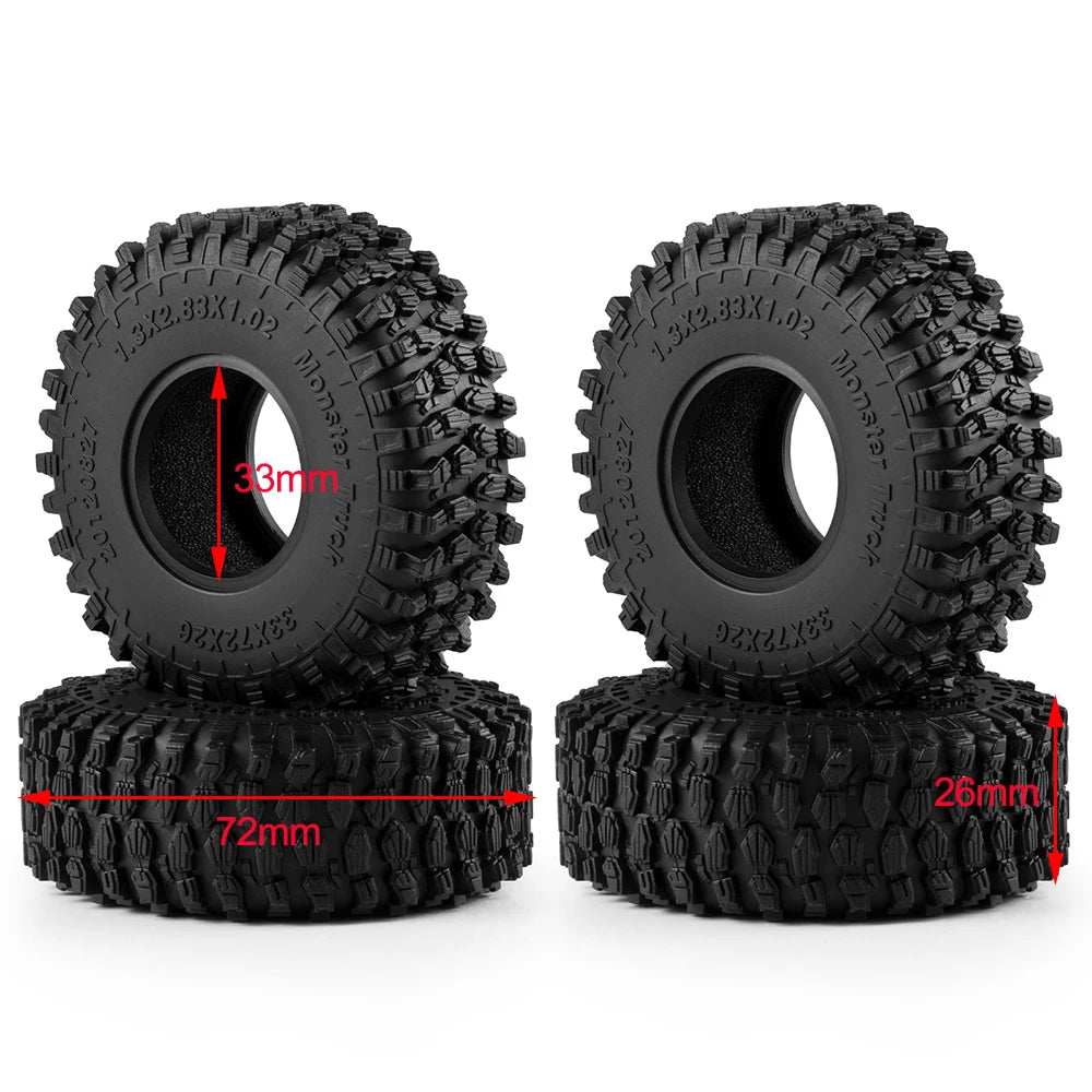 AXSPEED 4PCS Neumáticos de Goma 1.3"/1.1" – Mud Terrain para Micro Crawler 1/18 & 1/24