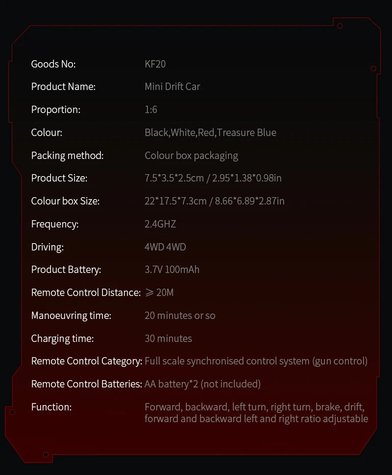 KF20 1:64 Drift RC Car 2025 – Coche RC 4WD de Mesa y Competición para Niños