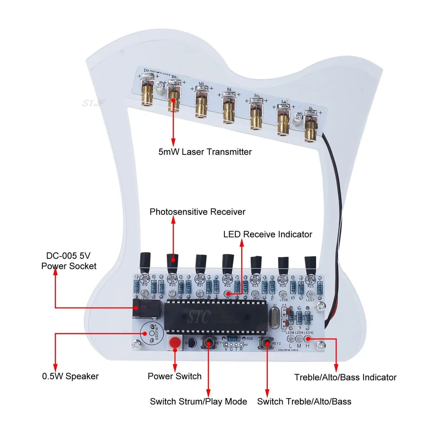 Kit Electrónico DIY Piano Láser HU-013 – 7 Escalas Musicales y Práctica de Soldadura