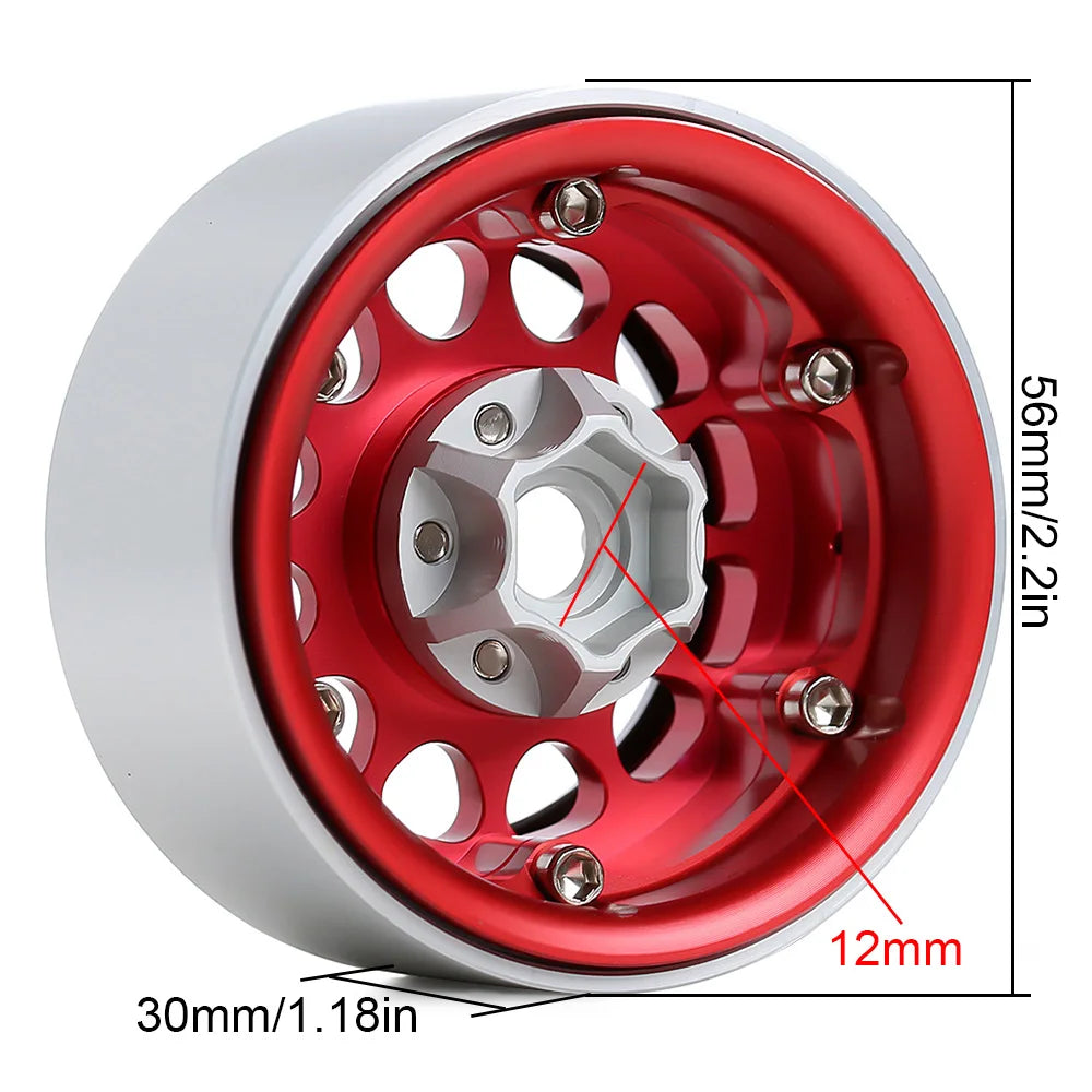 INJORA 1.9" Llantas Beadlock CNC Aluminio para RC Crawler 1/10 SCX10 TRX4 Gen8 (4 Piezas)