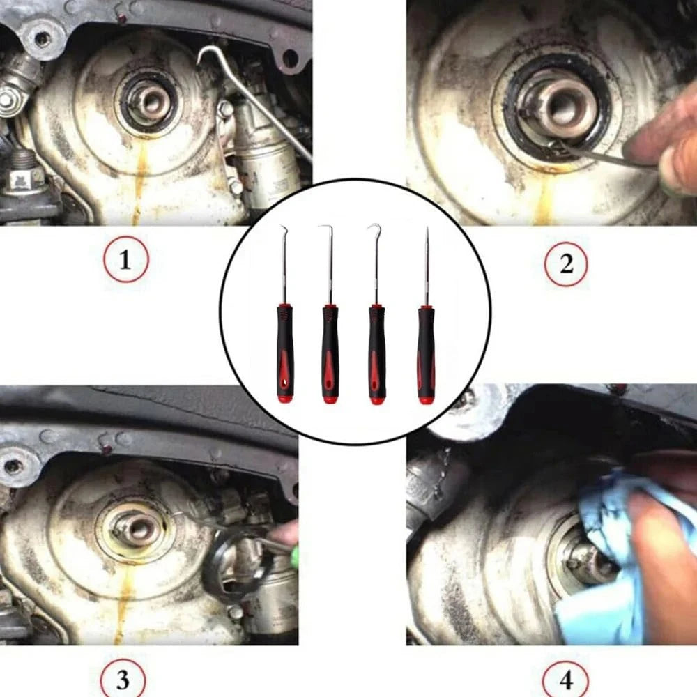 Juego de 4 Destornilladores y Ganchos para Sellos, Juntas y Retenes de Automóvil