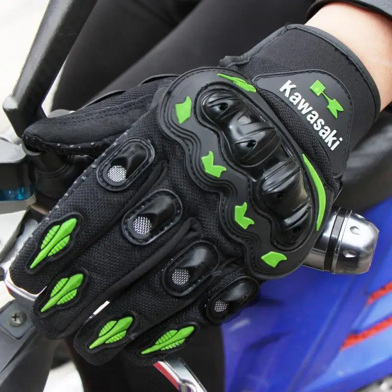 Guantes de Motocicleta Kawasaki – Dedo Completo Antideslizantes y Resistentes