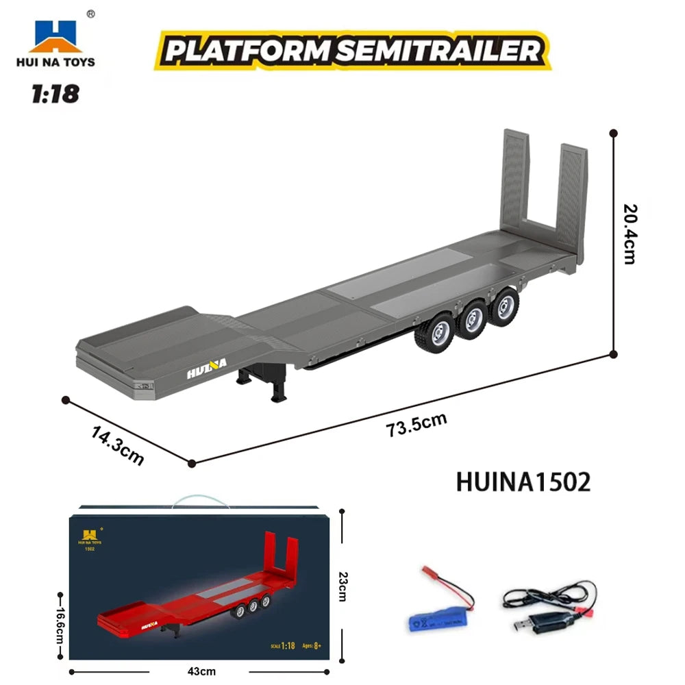 HUINA 1501 770S RC Truck 1/18 – Tractor y Trailer de Ingeniería con Luces y Sonido