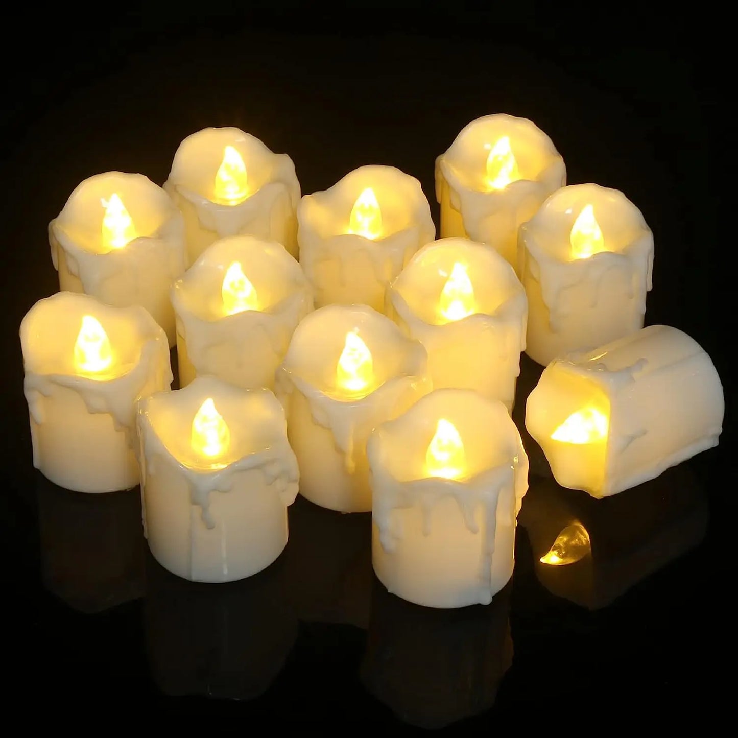 Velas LED a Pilas – Pack de 12, 24 o 48 Unidades con Luz Cálida y Parpadeo Natural