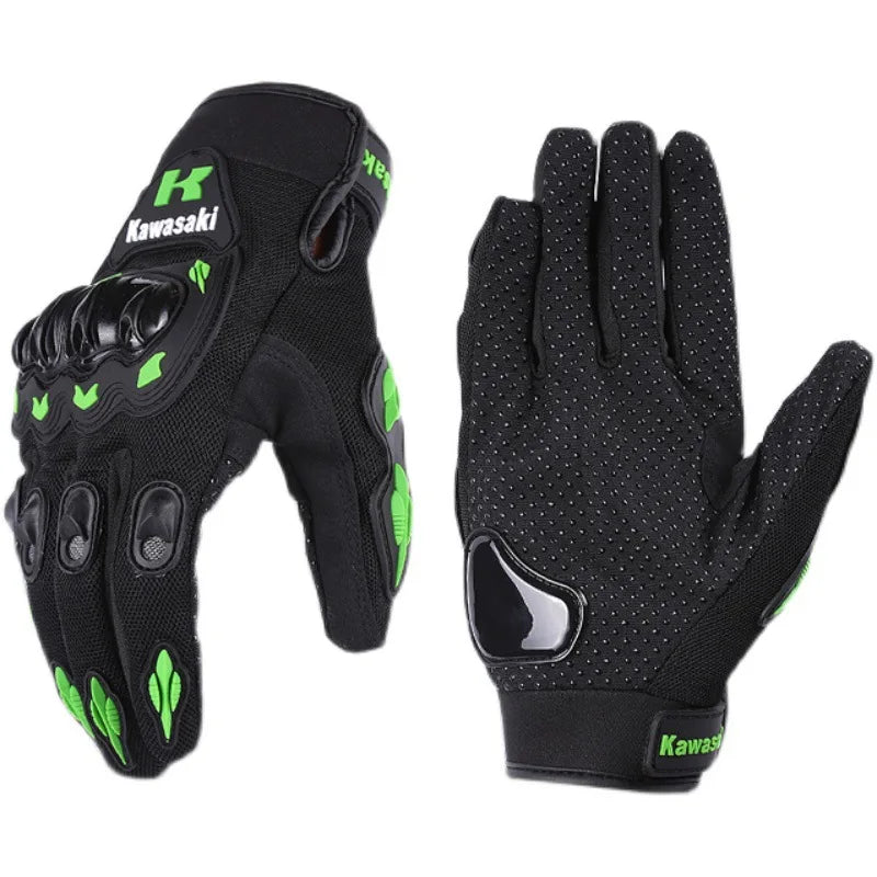 Guantes de Motocicleta Kawasaki – Dedo Completo Antideslizantes y Resistentes
