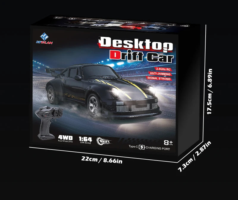 KF20 1:64 Drift RC Car 2025 – Coche RC 4WD de Mesa y Competición para Niños