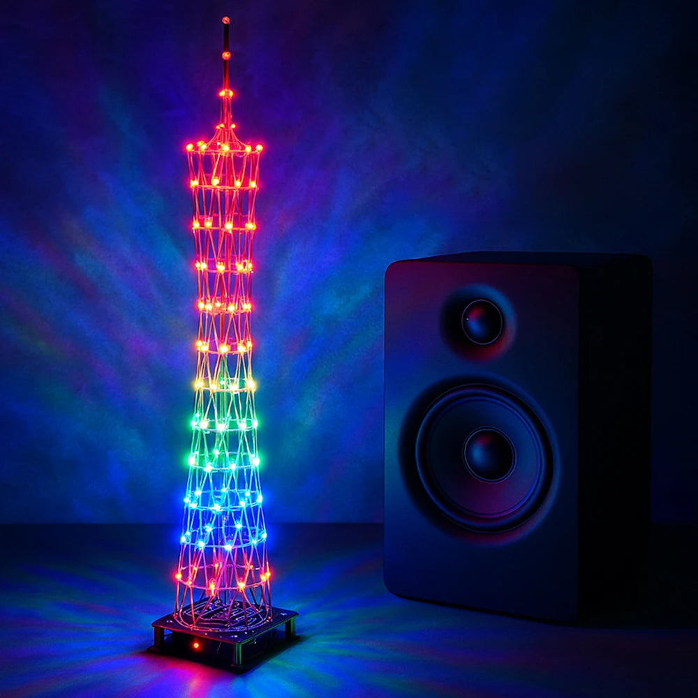Kit Electrónico DIY Torre de Guangzhou – Luz LED Multicolor con Control Remoto