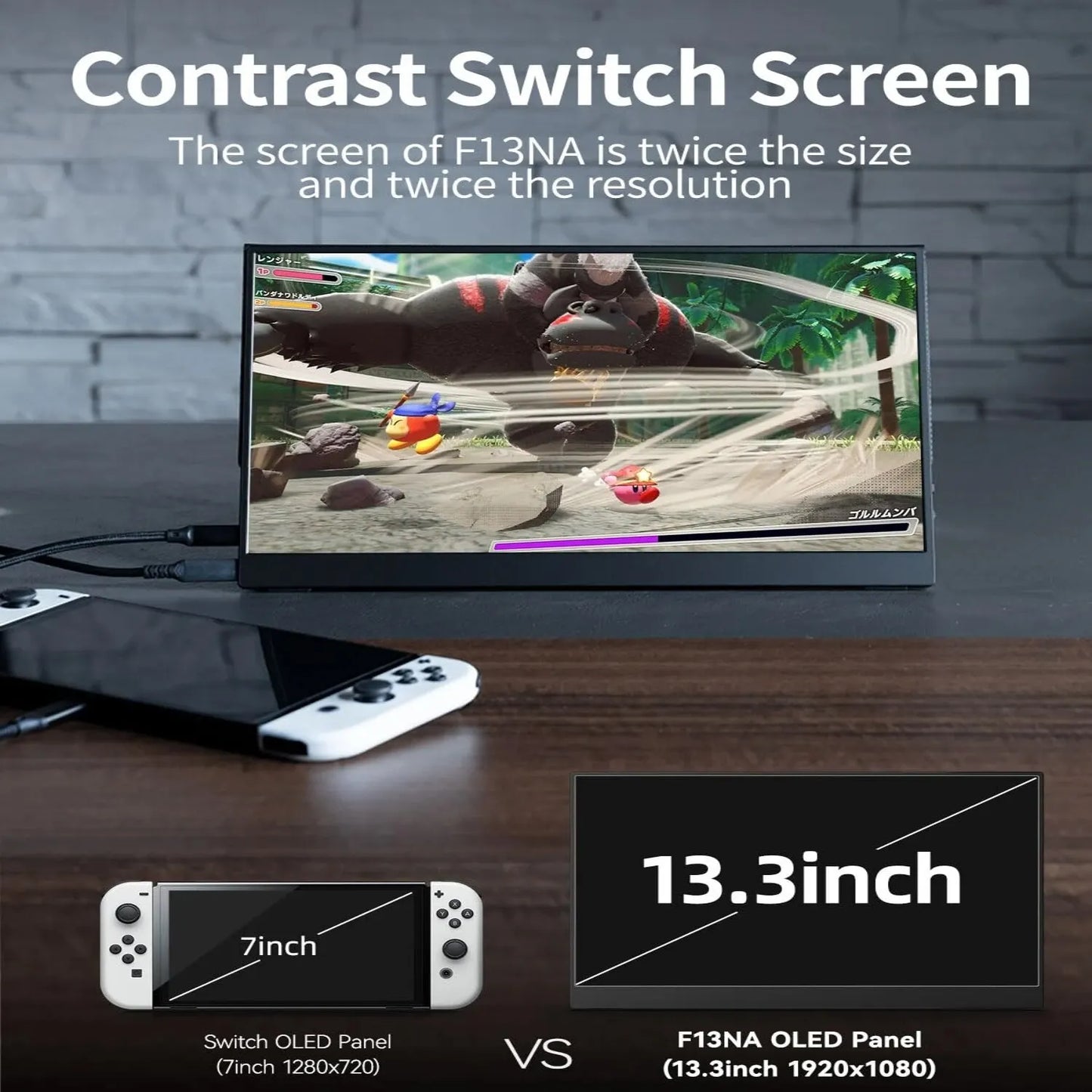 Bimawen 13.3" OLED Portable Monitor – FHD 1080P, 1ms, 10bit, 100% DCI-P3, Adaptive Sync, Game Mode