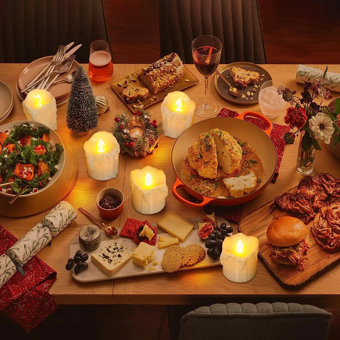 Velas LED a Pilas – Pack de 12, 24 o 48 Unidades con Luz Cálida y Parpadeo Natural