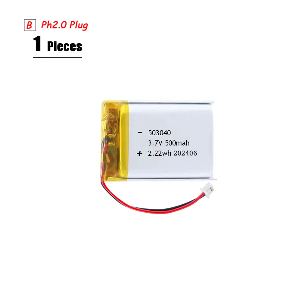 Batería LiPo 3.7V Recargable PH2.0 Plug – Compatible con PS4, GPS, Altavoces y MP3