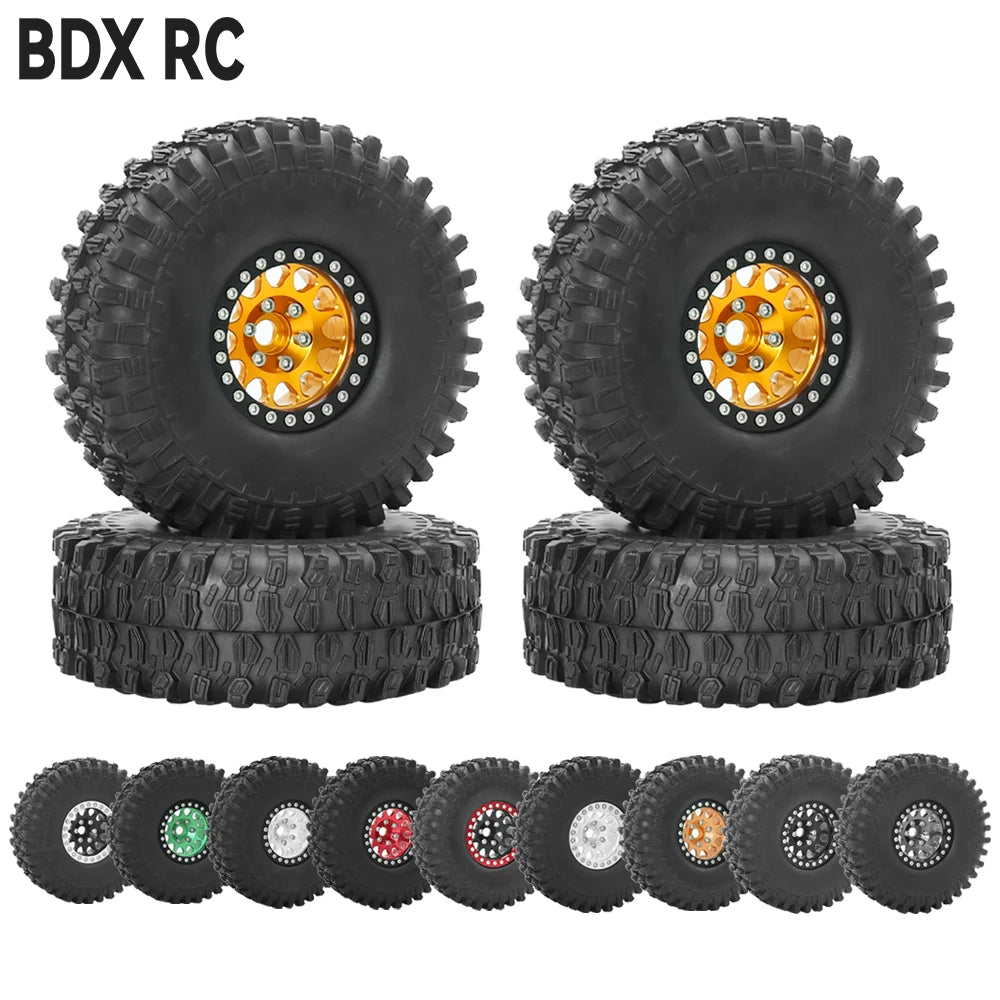 Set 4PCS Metal 1.9" Beadlock Wheel Rim Tires – RC Crawler 1/10 Axial SCX10 III, TRX-4, Redcat GEN 8