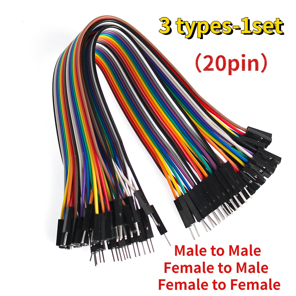 Cables Dupont 20cm 20 Pin – Macho a Macho, Hembra a Macho y Hembra a Hembra para Arduino DIY