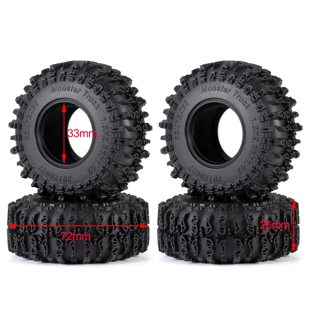 AXSPEED 4PCS Neumáticos de Goma 1.3"/1.1" – Mud Terrain para Micro Crawler 1/18 & 1/24