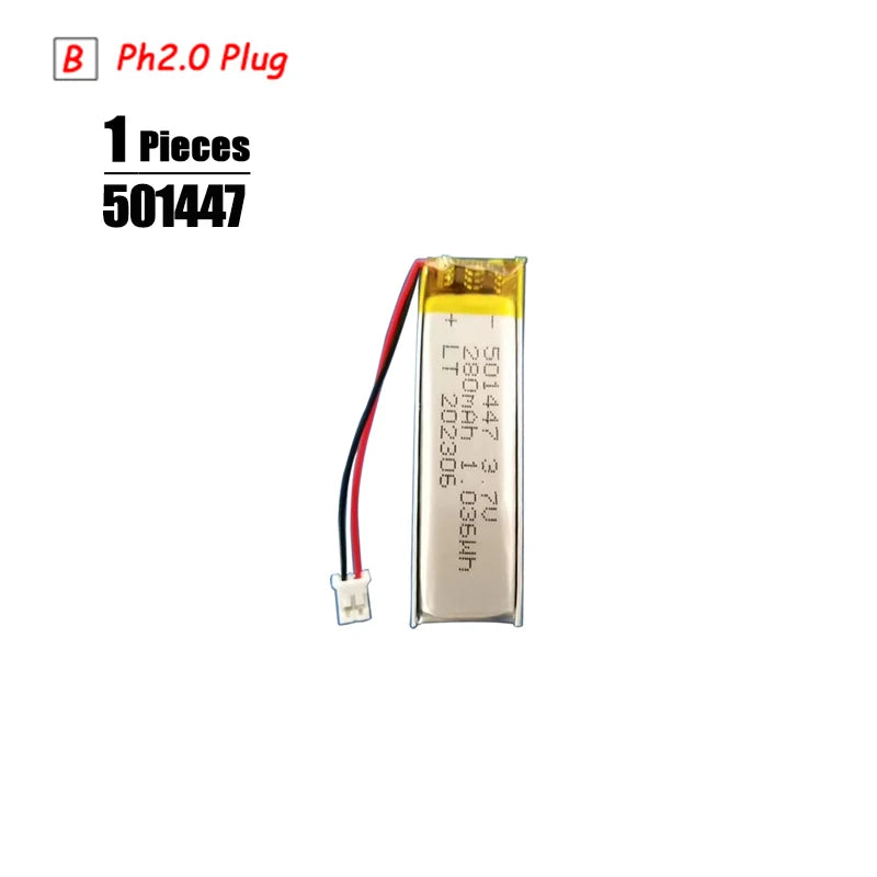 Batería LiPo 3.7V Recargable PH2.0 Plug – Compatible con PS4, GPS, Altavoces y MP3