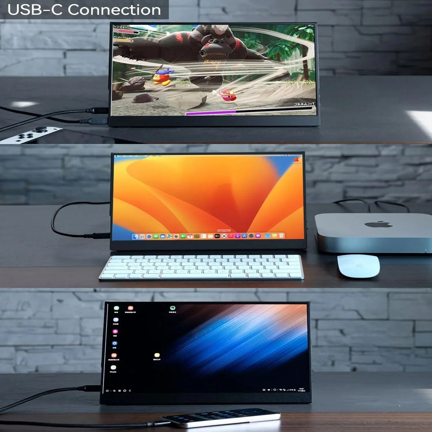 Bimawen 13.3" OLED Portable Monitor – FHD 1080P, 1ms, 10bit, 100% DCI-P3, Adaptive Sync, Game Mode