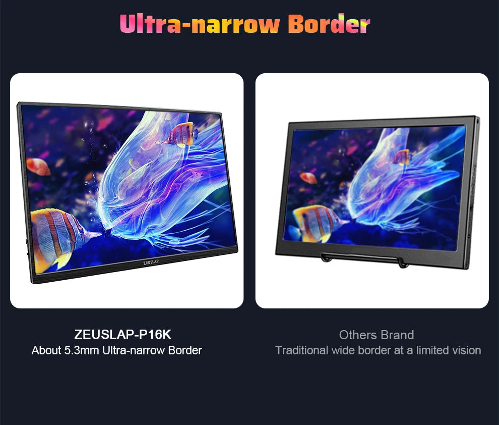 ZEUSLAP 16" 2.5K 144Hz Portable Monitor — 2560×1600, 100% sRGB, 500cd/m², 16:10, para PS4/PS5, Xbox, Switch, Laptop