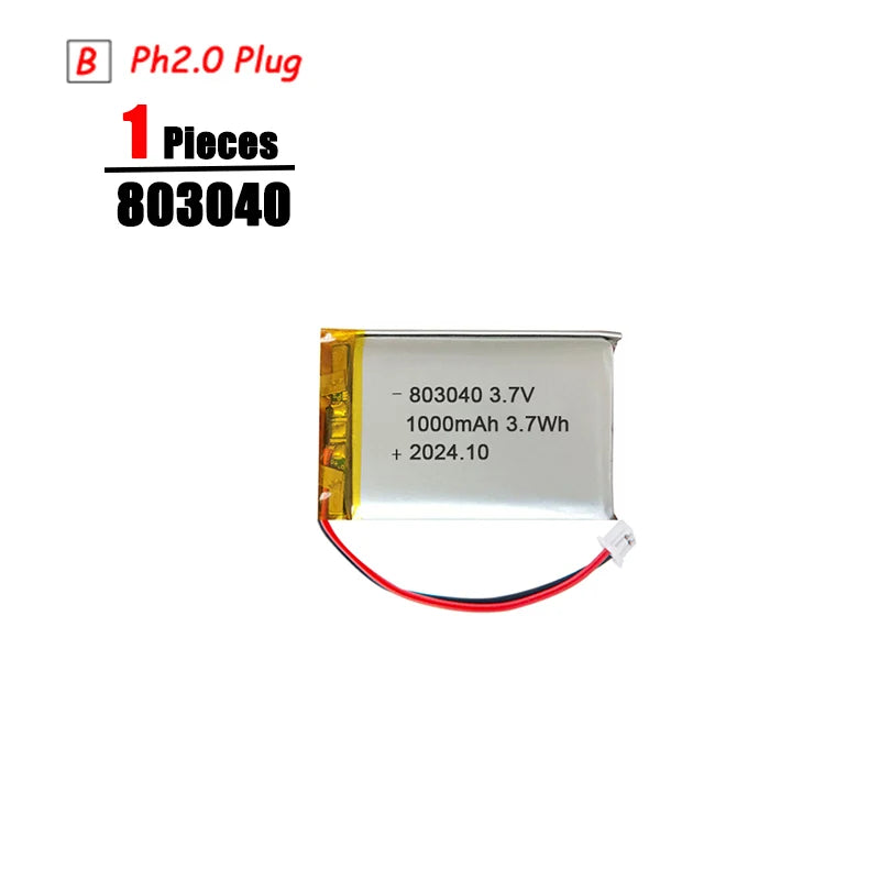 Batería LiPo 3.7V Recargable PH2.0 Plug – Compatible con PS4, GPS, Altavoces y MP3