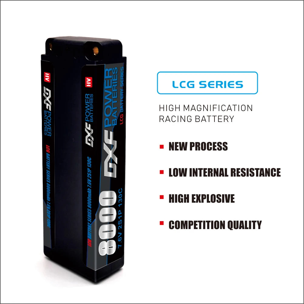 Batería DXF 2S LiPo 7.6V 130C 9200mAh T Plug Hardcase para Coche RC, Buggy, Truggy y Drone