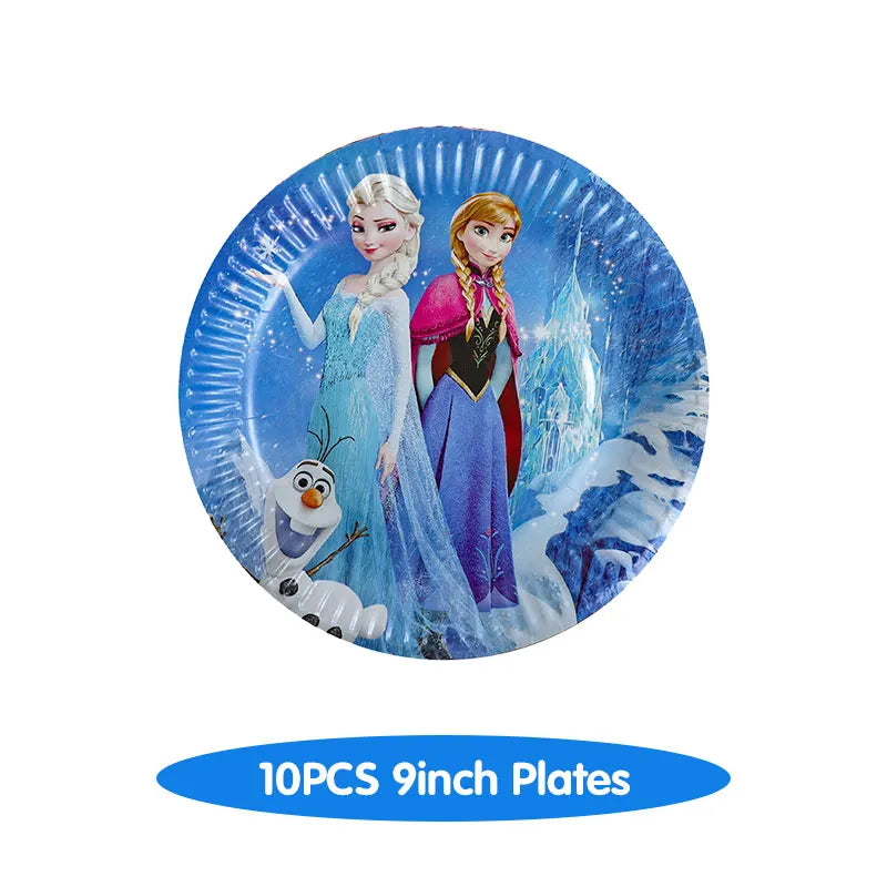 Decoración de Cumpleaños Disney Frozen – Mantel, Globos y Vajilla Azul para Fiesta Infantil