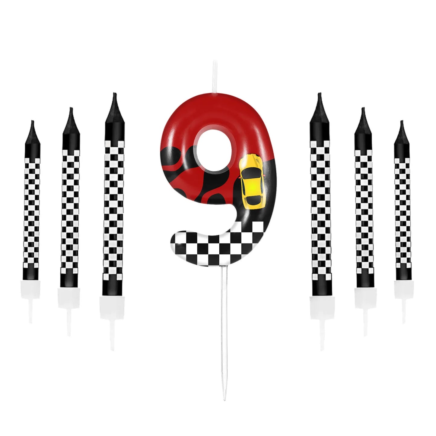 Velas Temáticas de Autos de Carreras para Cumpleaños – Set de 7 Piezas