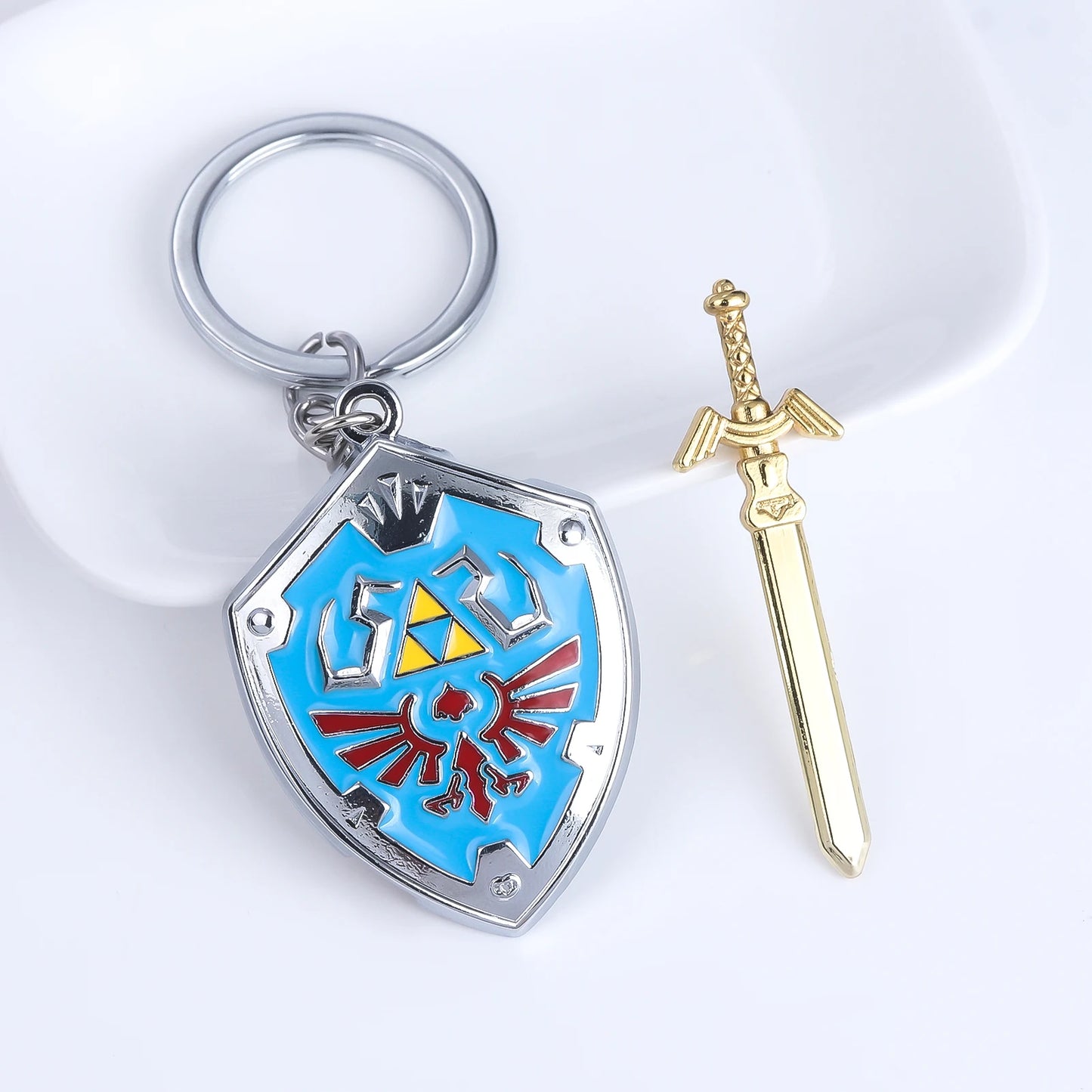 Llavero Hylian Shield y Master Sword — Colgante Zelda Breath of The Wild
