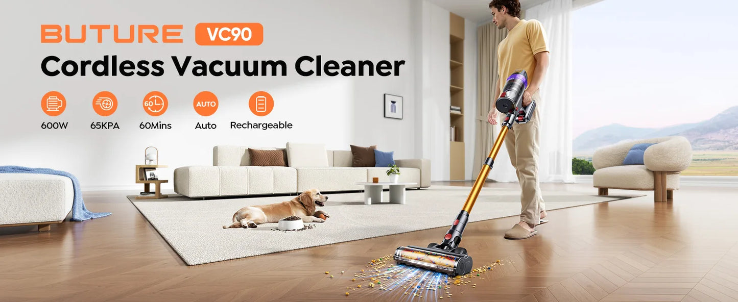 Aspiradora Inalámbrica BUTURE VC90 — 600W y 65KPA de Succión