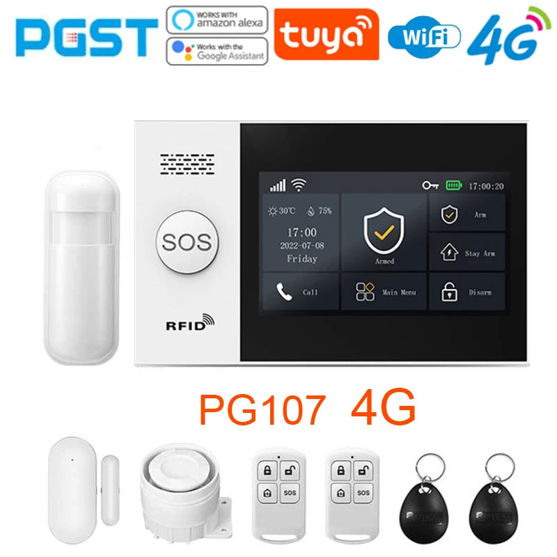 Sistema de Alarma Inteligente PGST 4G Tuya — Seguridad WiFi 433MHz Inalámbrica para el Hogar