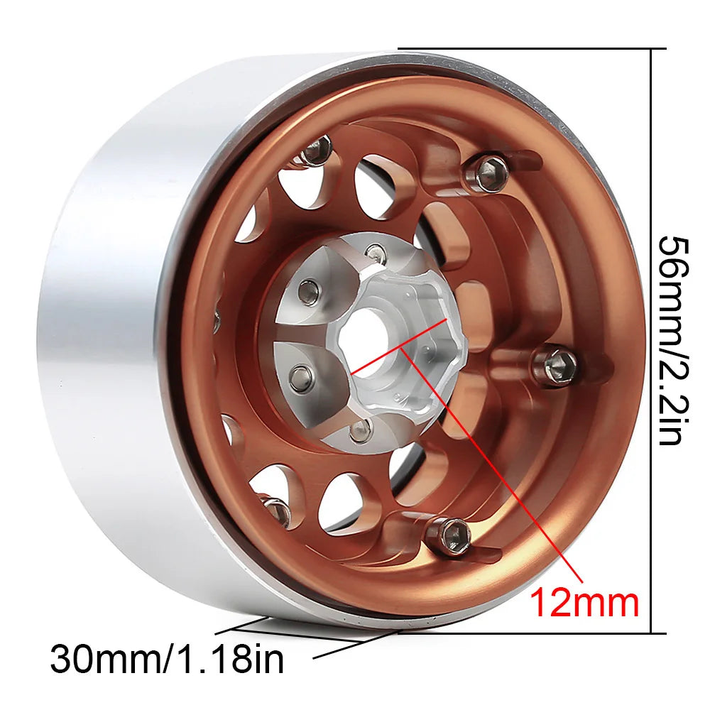 INJORA 1.9" Llantas Beadlock CNC Aluminio para RC Crawler 1/10 SCX10 TRX4 Gen8 (4 Piezas)