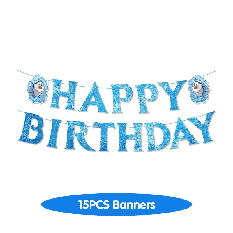 Decoración de Cumpleaños Disney Frozen – Mantel, Globos y Vajilla Azul para Fiesta Infantil