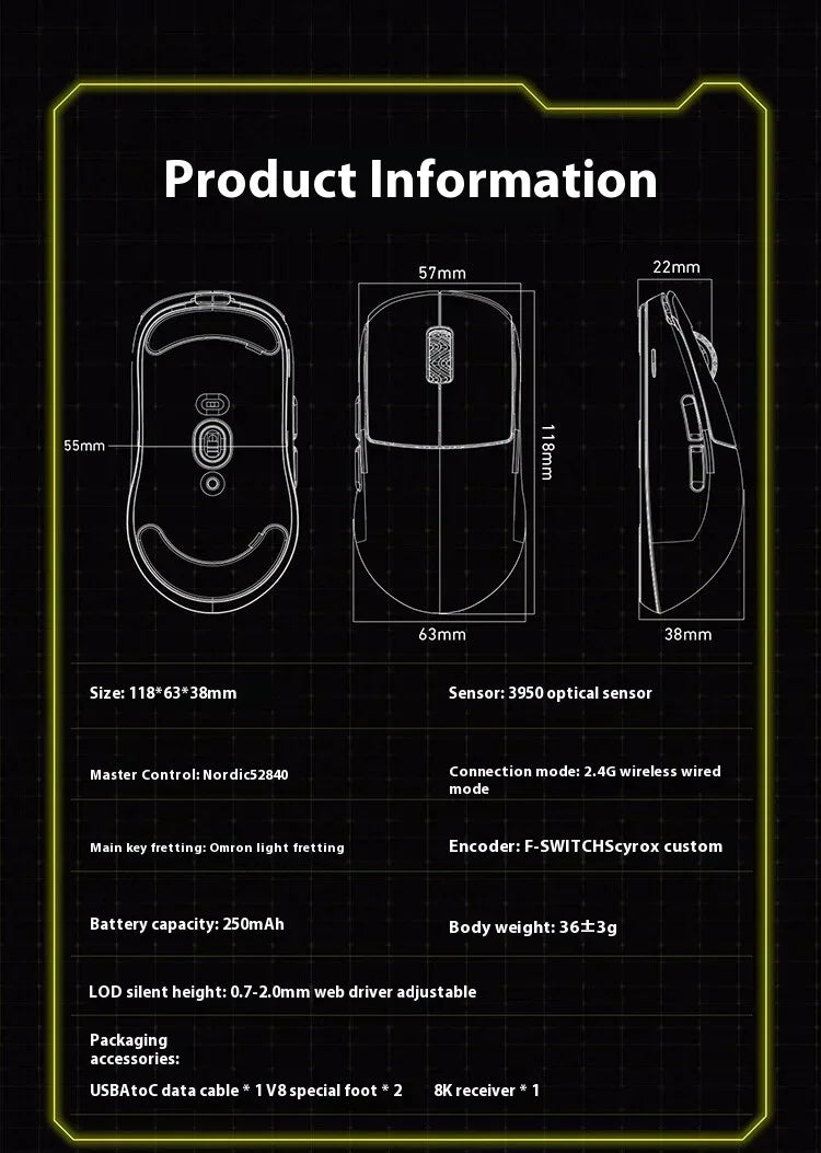Scyrox V8 Mouse Dual Mode – Gaming 8K Low Latency Ligero y Personalizable para PC