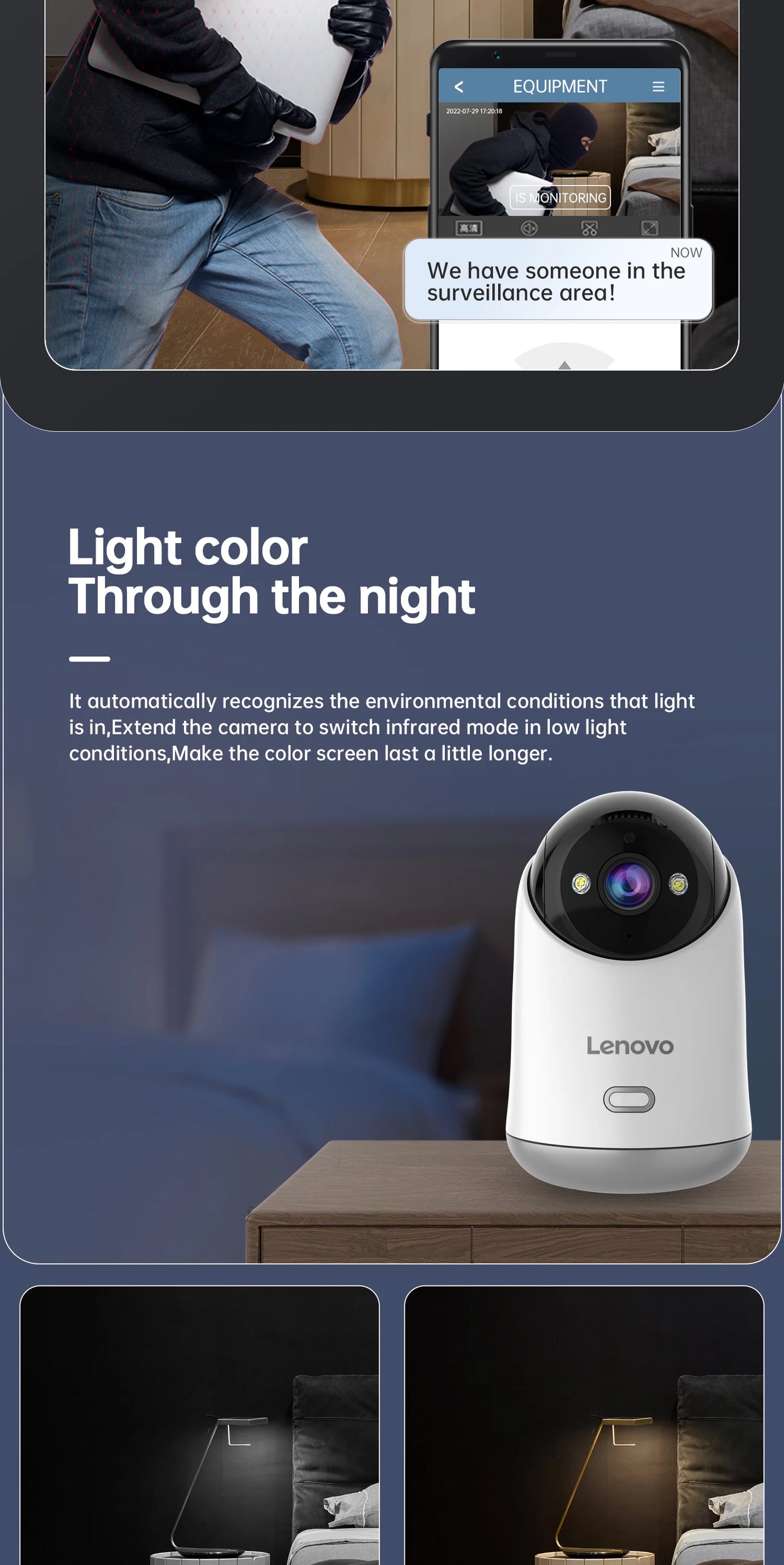 Cámara WiFi Inteligente Lenovo 5MP – Vigilancia IP Full HD con Visión Nocturna y Seguimiento Automático