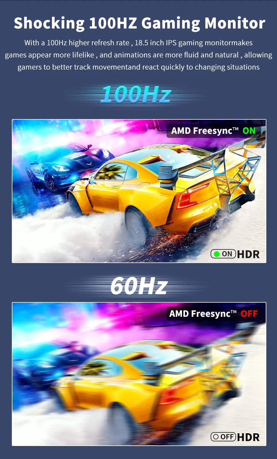 HGFRTEE 18.5" 100Hz Portable Monitor — HDMI/USB-C con Soporte VESA