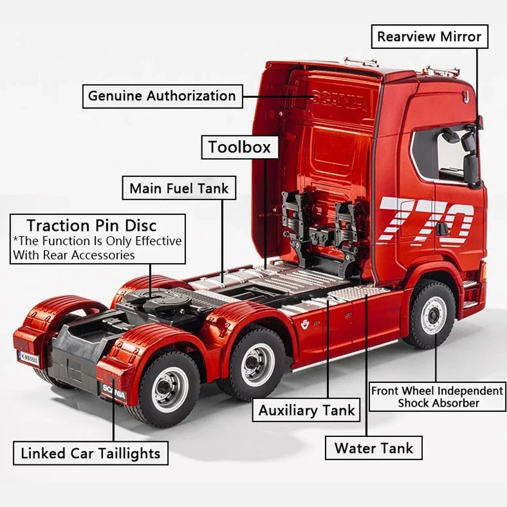 HUINA 1501 770S RC Truck 1/18 – Tractor y Trailer de Ingeniería con Luces y Sonido