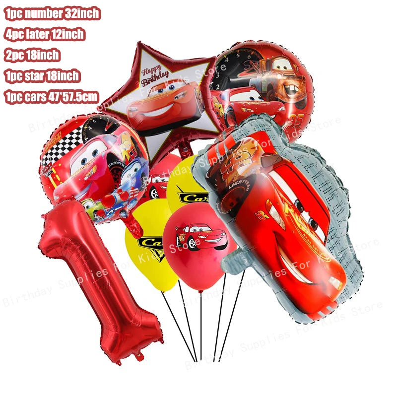 Decoración de Cumpleaños Disney Cars – Rayo McQueen | Platos, Vasos, Servilletas y Globos para Fiesta Infantil