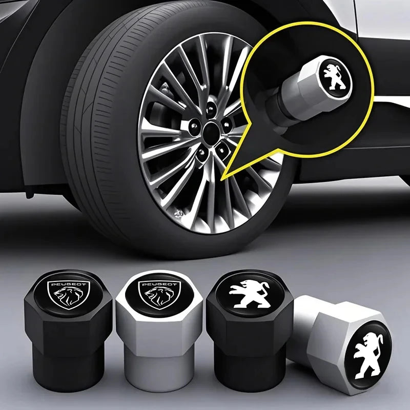 Set de 4 Tapas de Válvula de Metal para Llantas – Accesorios Peugeot
