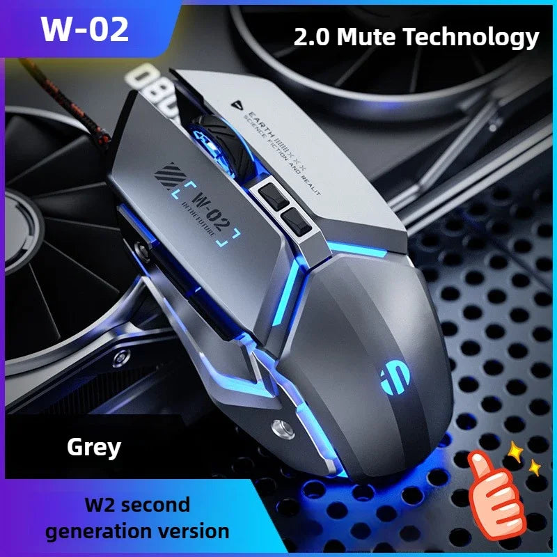 W2 USB Ratón Gaming Con Cable – LED Mecánico para PC, Laptop y Tablet