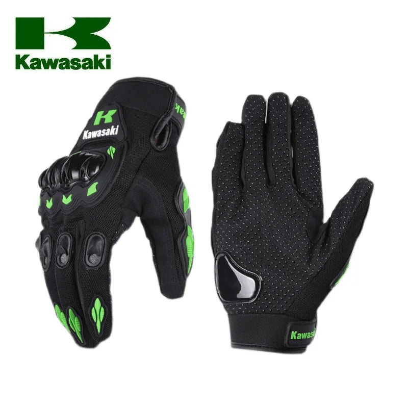 Guantes de Motocicleta Kawasaki – Dedo Completo Antideslizantes y Resistentes