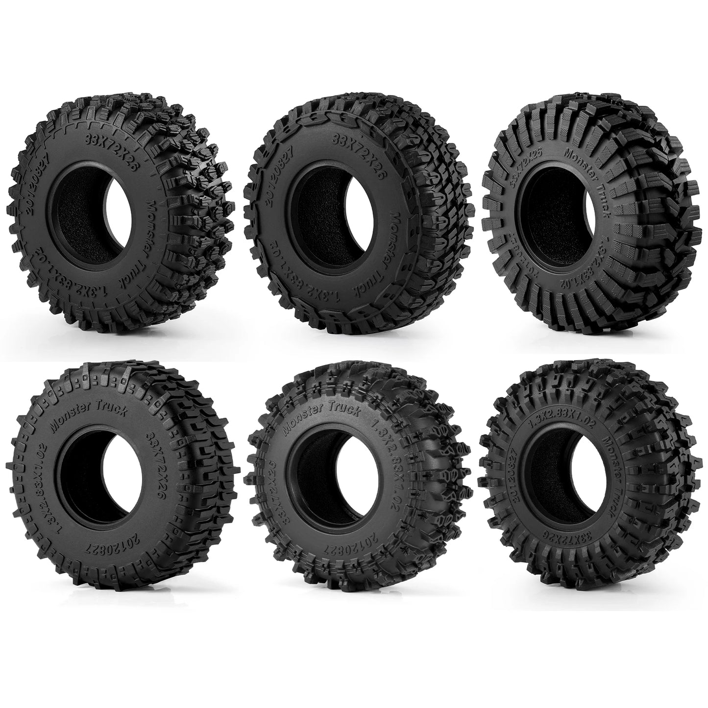 AXSPEED 4PCS Neumáticos de Goma 1.3"/1.1" – Mud Terrain para Micro Crawler 1/18 & 1/24