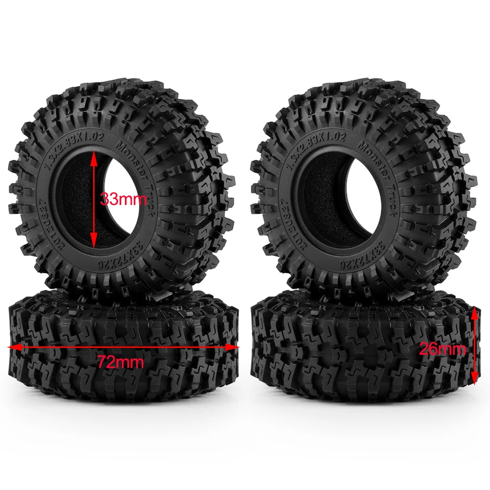 AXSPEED 4PCS Neumáticos de Goma 1.3"/1.1" – Mud Terrain para Micro Crawler 1/18 & 1/24