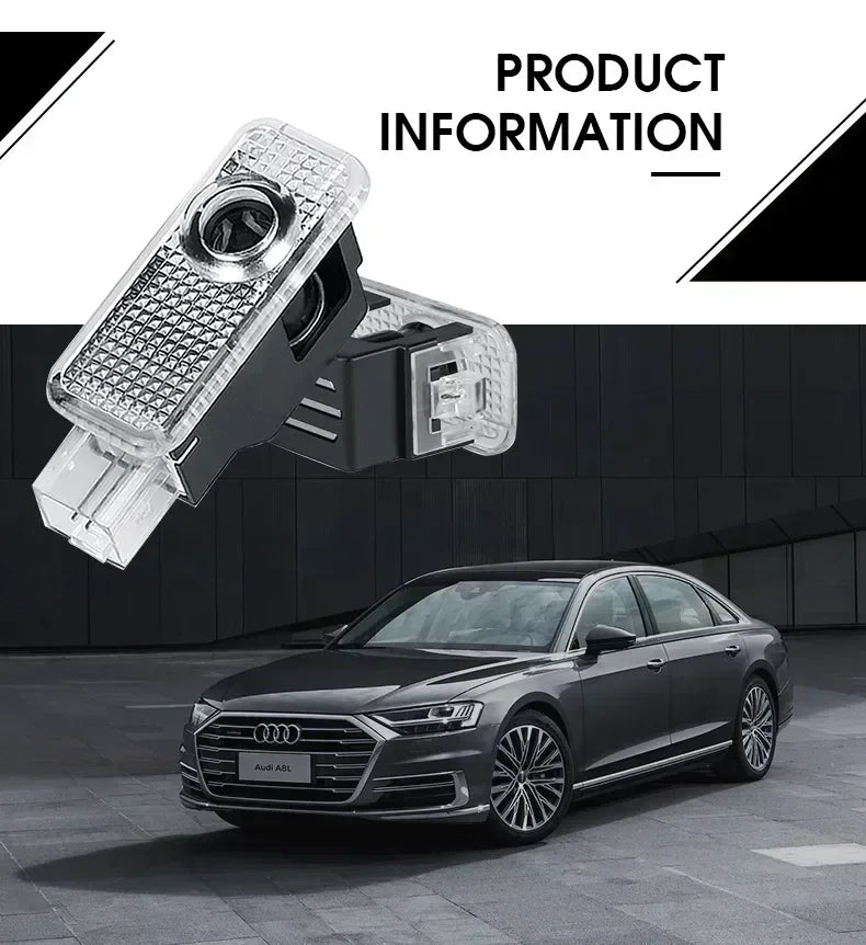 Luces LED Proyector para Puerta Audi — 2/4 Pcs, Logo HD para A3, A4, A5, A6, Q5 y Más