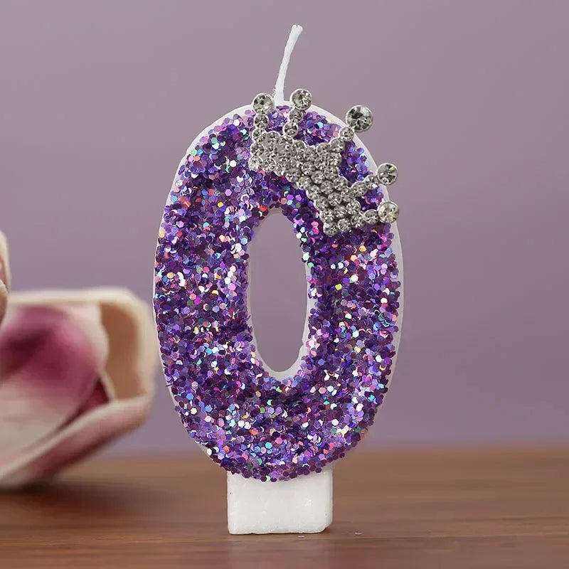 Velas Números Corona Morada – Decoración de Pastel para Cumpleaños y Fiesta