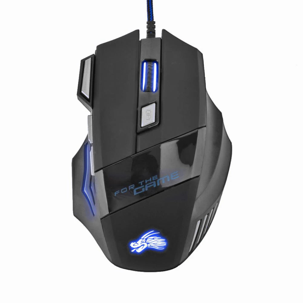 Mouse Gaming USB con Cable – 7 Botones, Retroiluminado RGB, 5500 DPI, Ergonómico, Óptico, para PC y Consolas