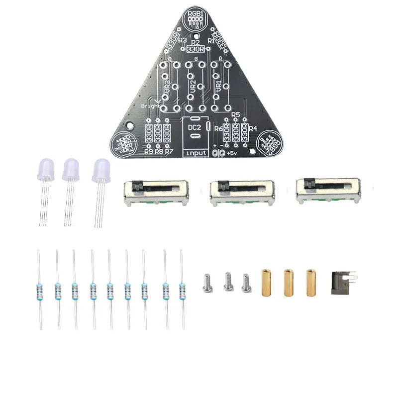 Kit Electrónico DIY F8 – Lámpara RGB con Ajuste de Color y Brillo por Resistor Deslizante