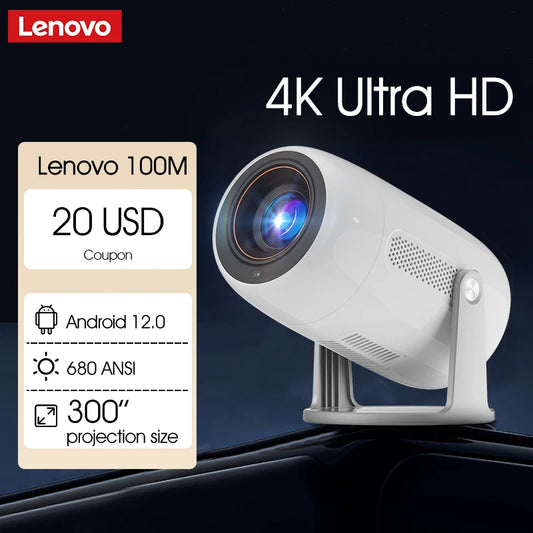 Proyector Portátil Lenovo 4K – Android 12, WiFi 6, Autoenfoque TOF y Cine en Casa Full HD