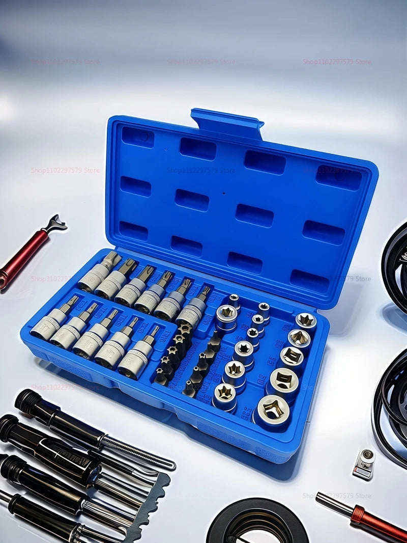 Juego de Puntas Torx de 34 Piezas – Macho y Hembra con Llaves de Torque para Taller y Reparación Automotriz